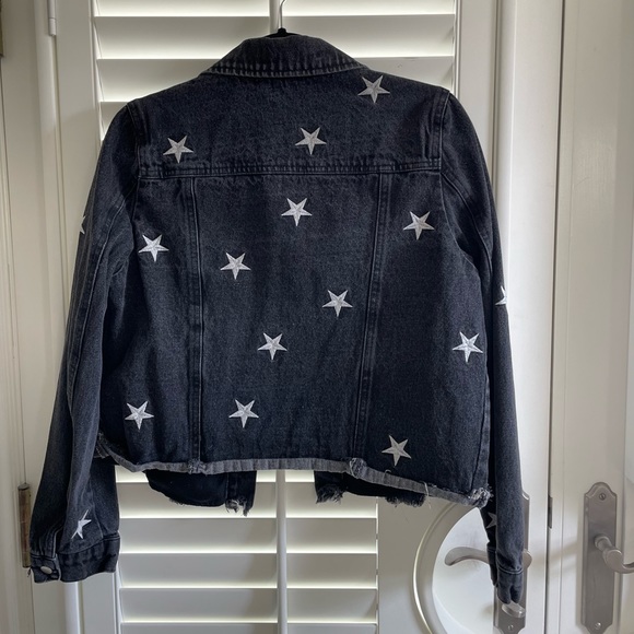 Honey Punch Jackets & Coats Honey Punch Denim Jacket With Stars